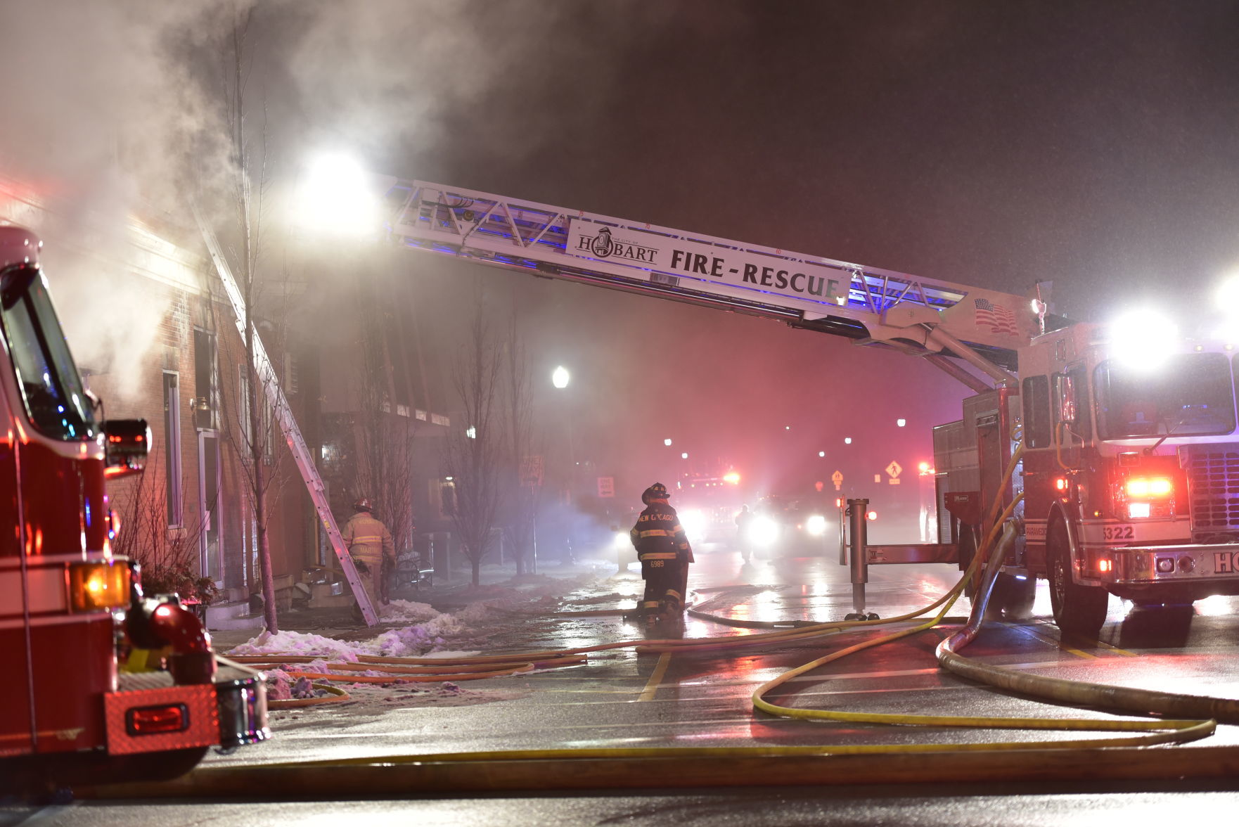 Crews battle fire at the Copper Penny